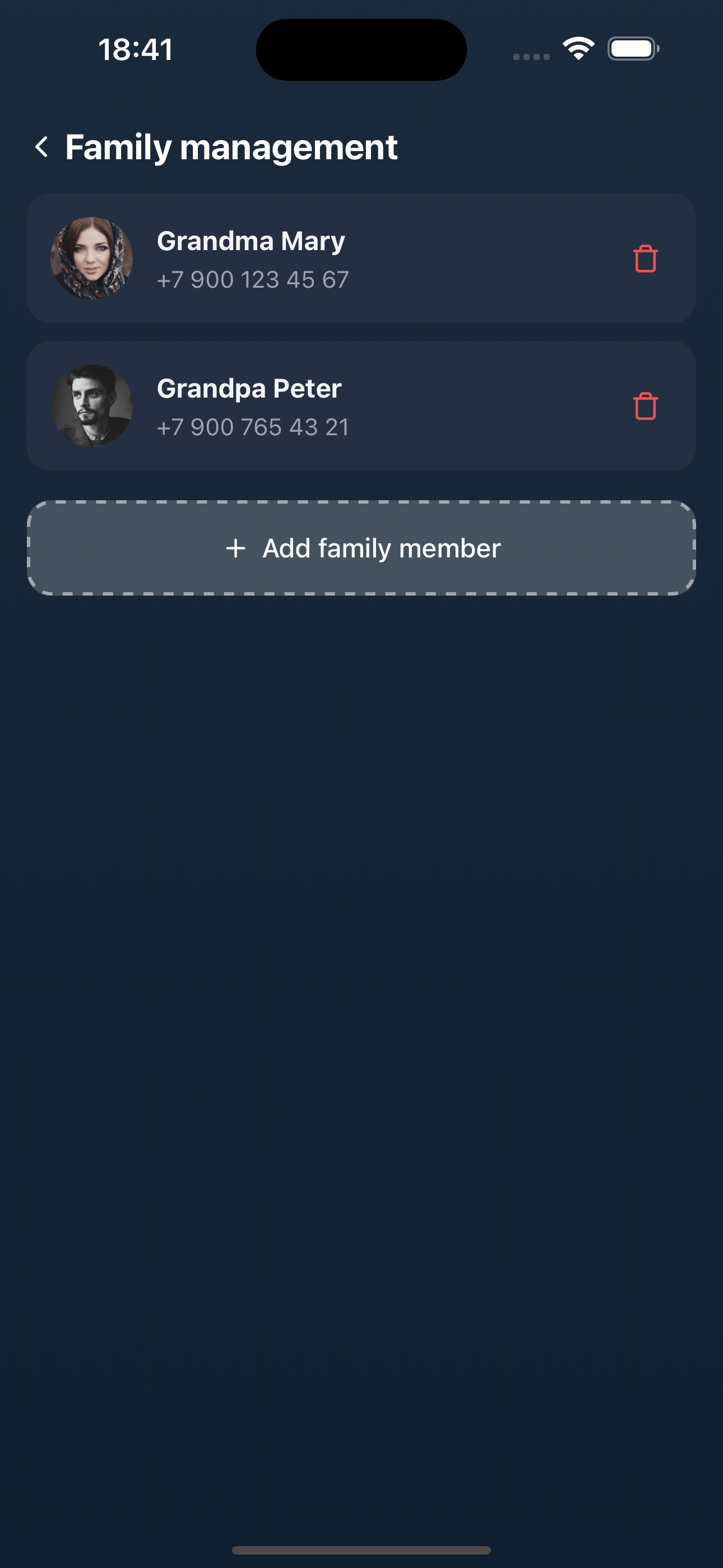 Family management (dark)